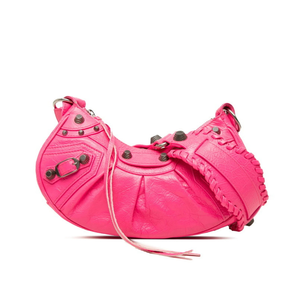 Balenciaga Le Cagole XS Crossbody Shoulder Bag 671309 Pink Leather Women's BA...